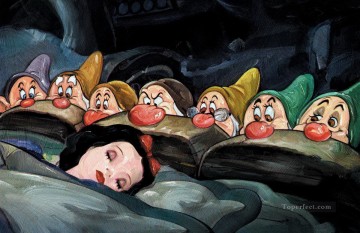 ディズニー Painting - 子供向けの 7 人の小人と白雪姫の漫画